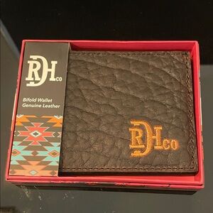 Genuine Bison Grain Leather Bifold Wallet